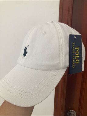 Polo by Ralph Lauren White Baseball Cap with Navy Logo